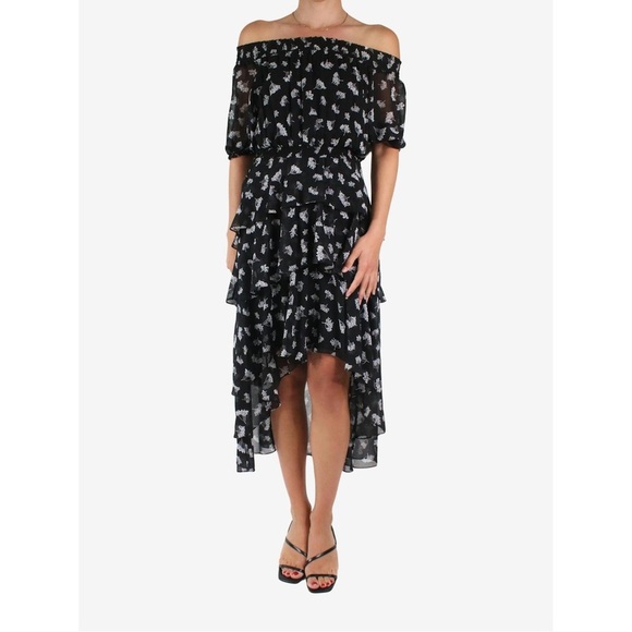 Maje Floral Off The Shoulder High Low Dress Size 38 or US Medium - Picture 1 of 12